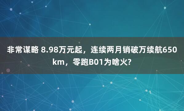 非常谋略 8.98万元起，连续两月销破万续航650km，零跑B01为啥火?