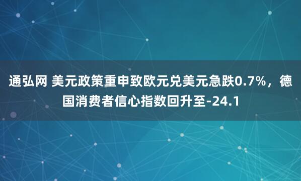 通弘网 美元政策重申致欧元兑美元急跌0.7%，德国消费者信心指数回升至-24.1